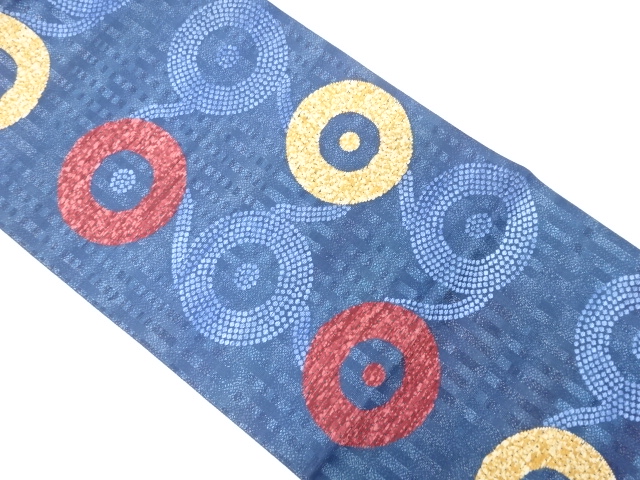 変わり織輪繋ぎ模様織出し名古屋帯